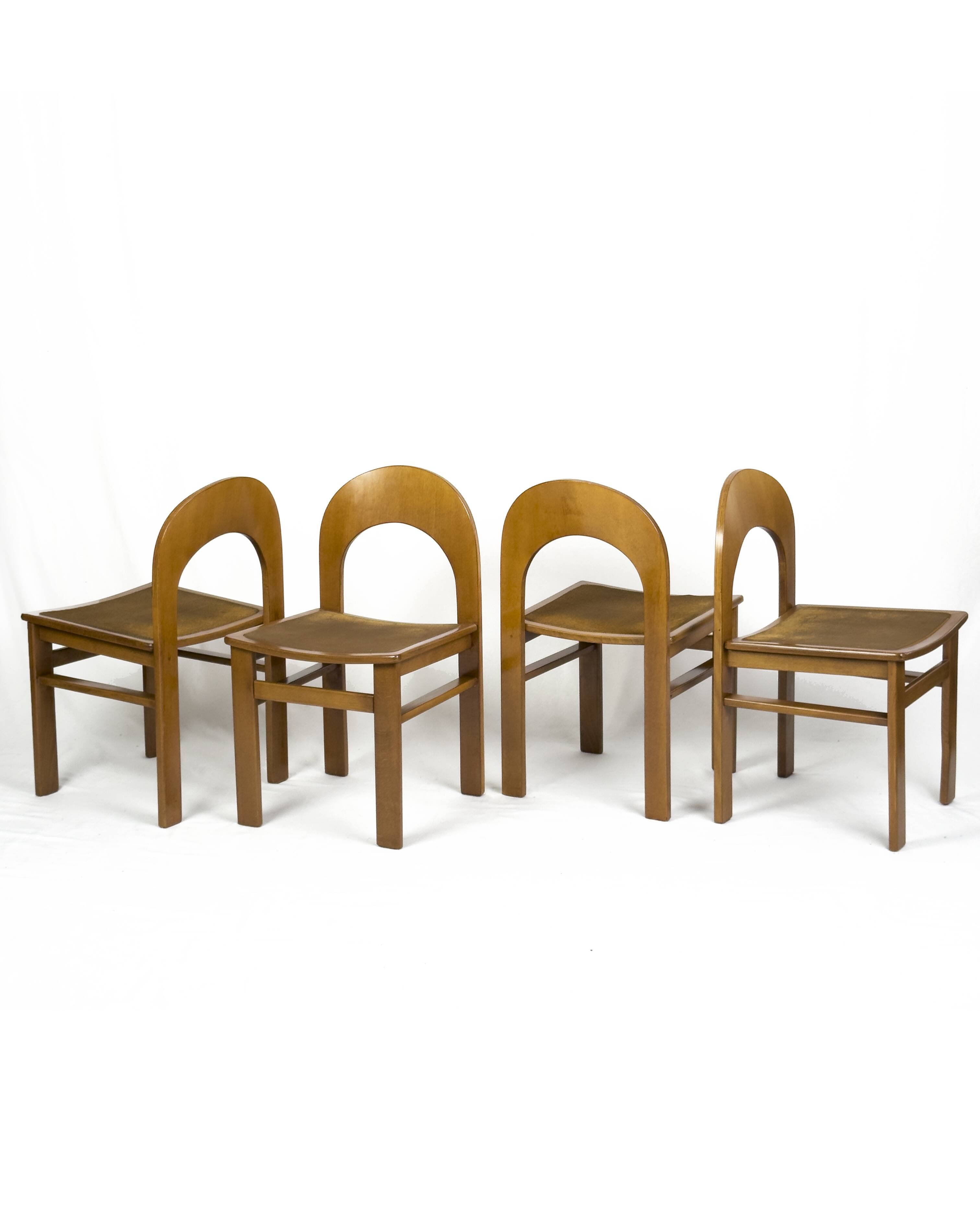 Set of 4 Arcadia chairs by Adalberto Caraceni for Tagliabue, Italy 1970s