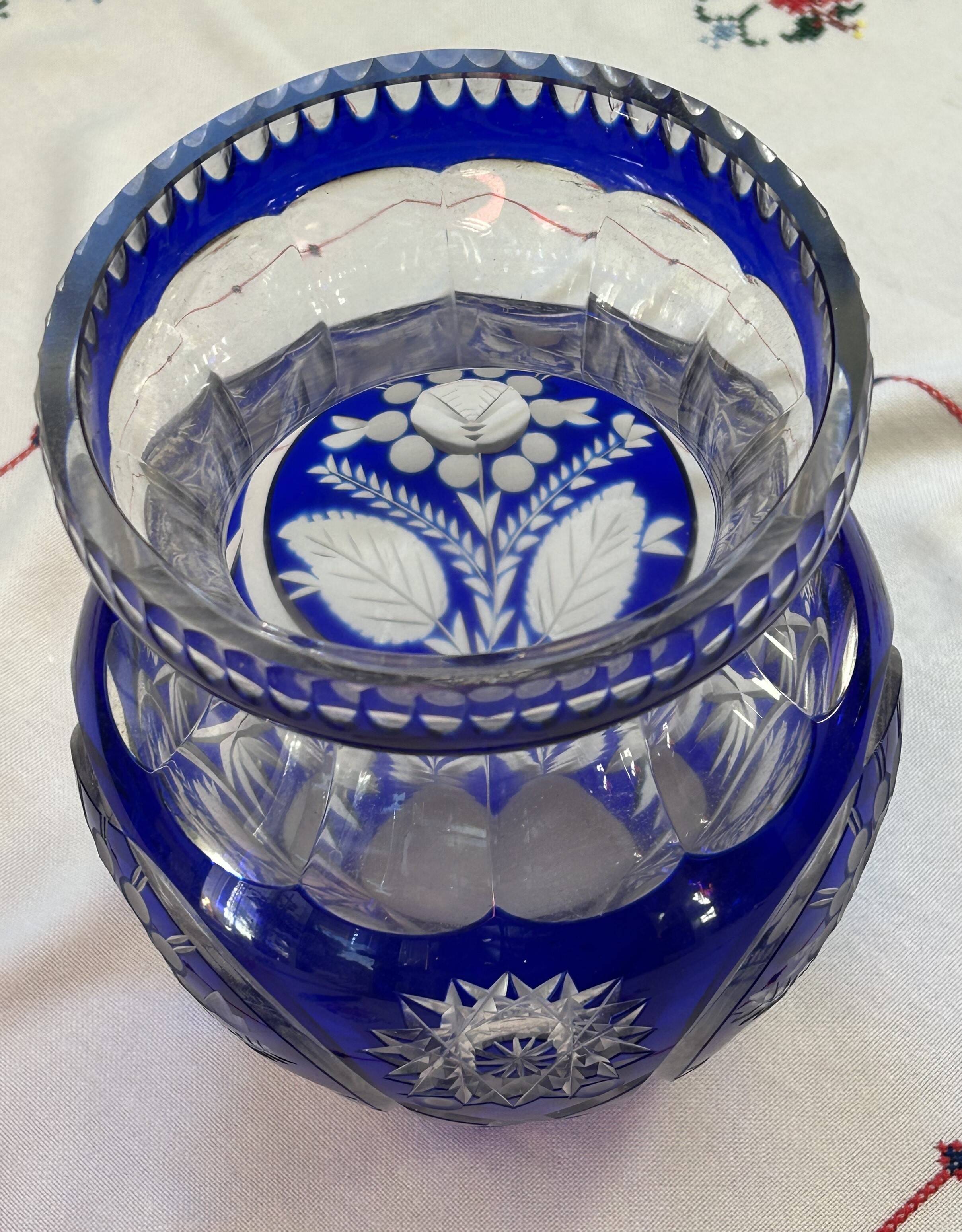 Crystal vase, Bohemian, cut.