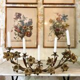 Large brass chandelier with 5 branches and fleur-de-lis design