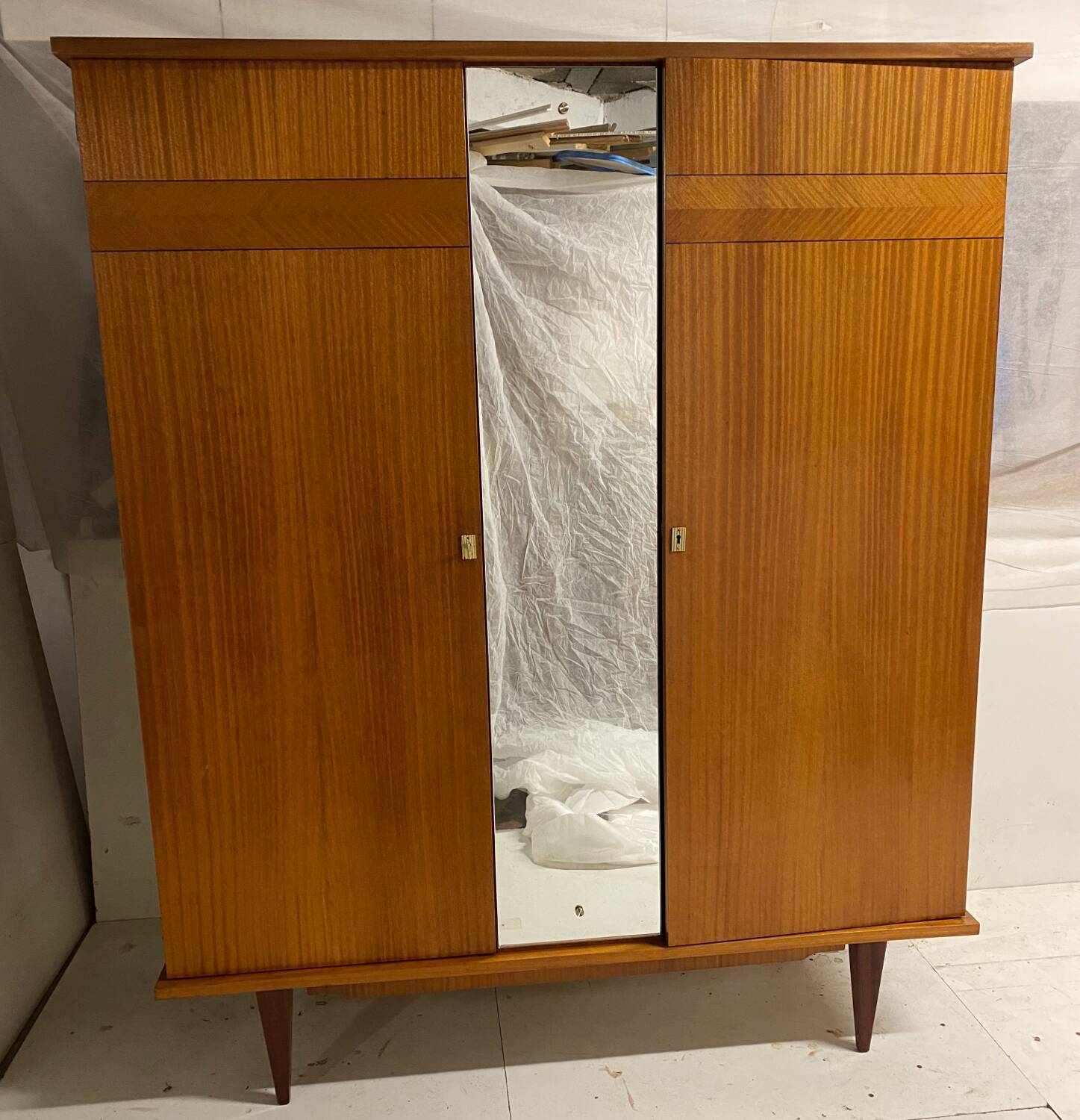 Vintage wardrobe with compass feet from the 60s