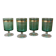 4 red wine glasses with emerald green stem and gold rim Luminarc