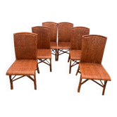 Chaises de salle à manger vintage en rotin tropical bohème