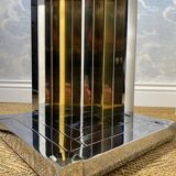 large table lamp in brass and chrome "Skyscraper" by B D Lumica in the style of Willy Rizzo, Spain, 1970s.