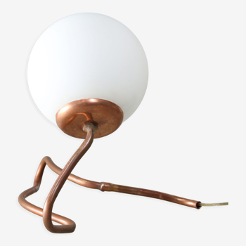 Vintage organic copper and opaline table lamp