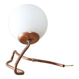 Vintage organic copper and opaline table lamp