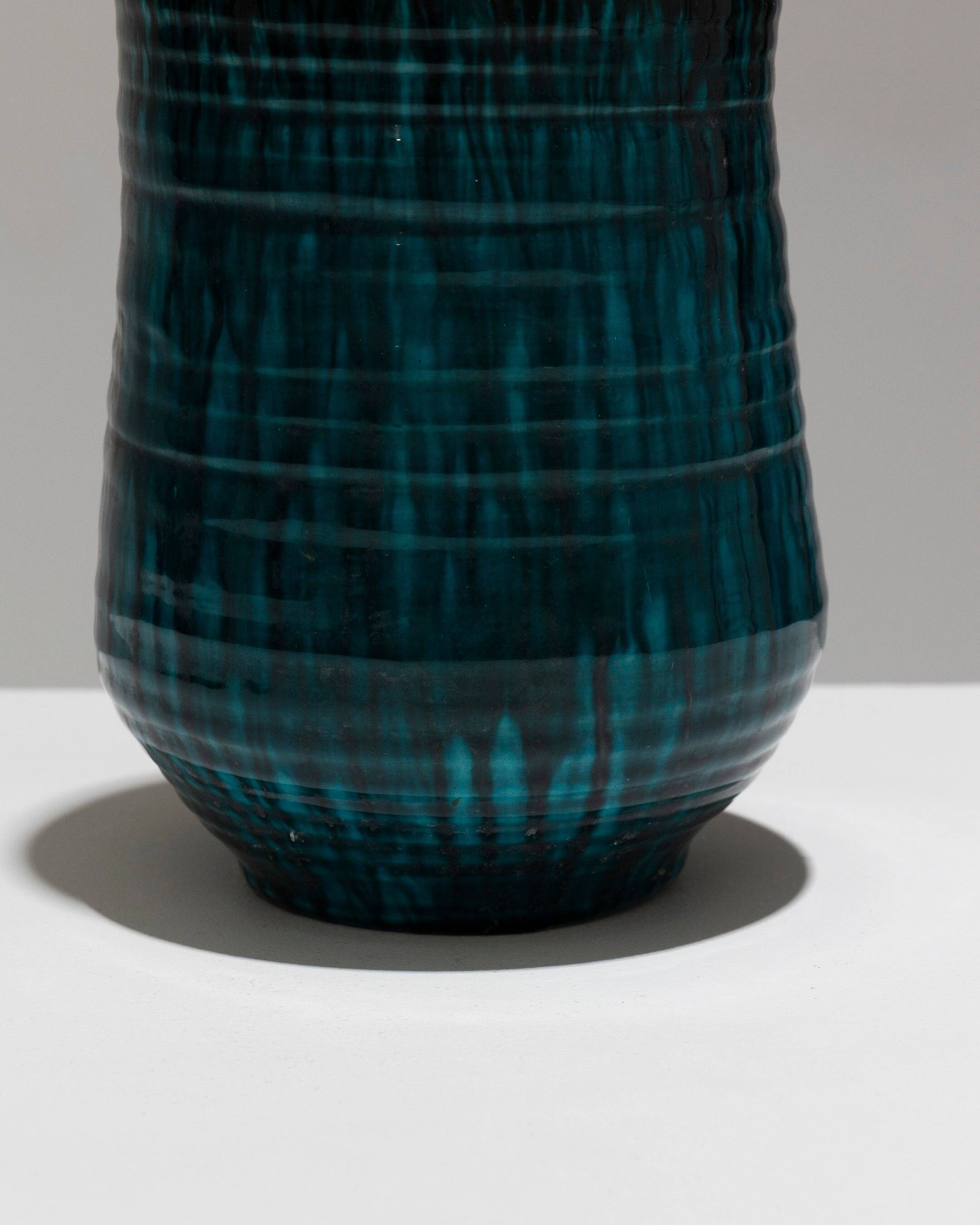 Vase en faïence à coulures, accolay, 1950s