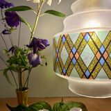 Vintage stained glass globe pendant light