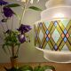 Vintage stained glass globe pendant light