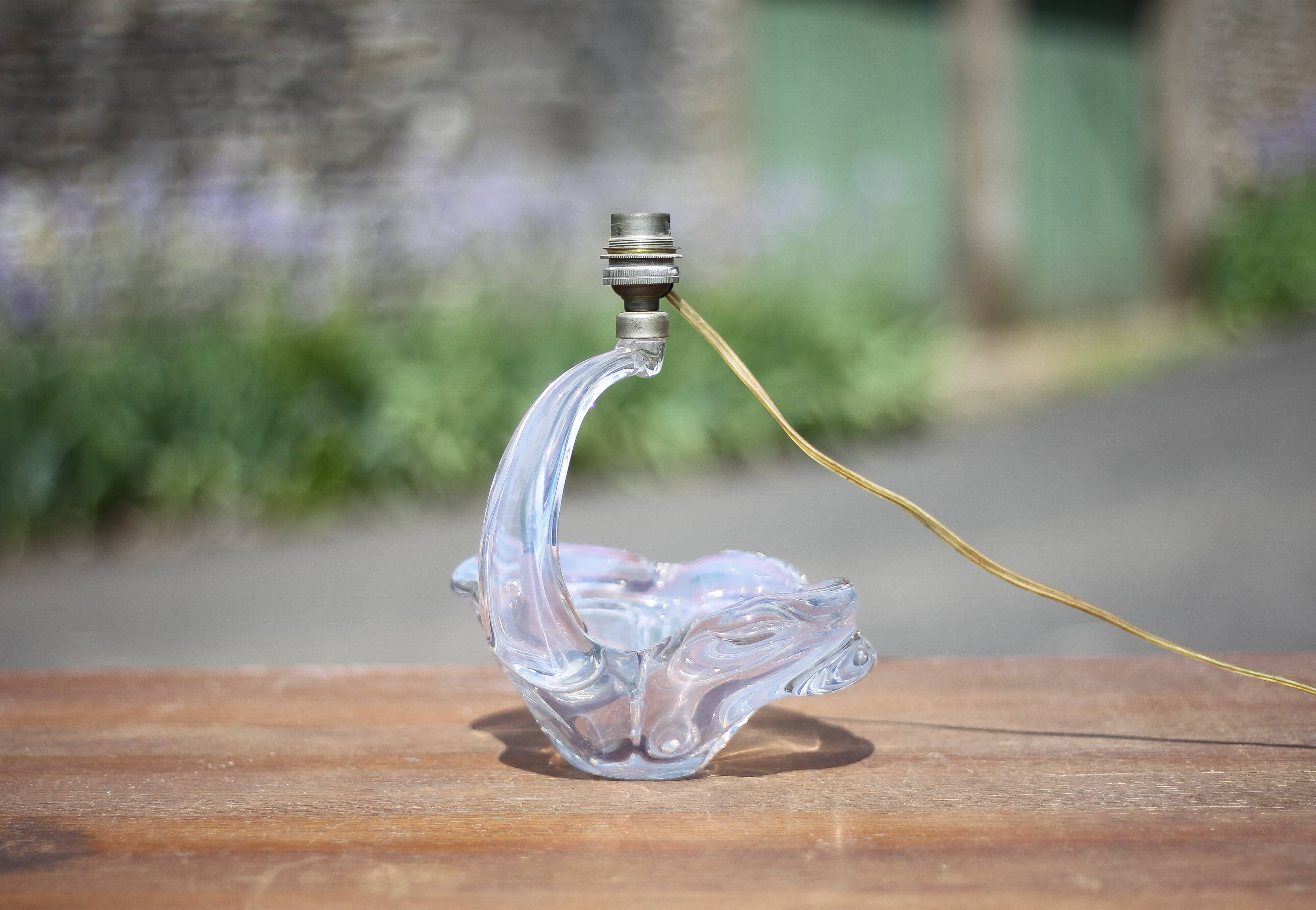 vintage crystal lamp, opalescent lamp base, bedside lamp, crystal table lamp, decoration