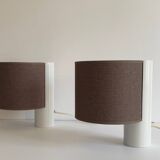 Pair of vintage table lamps, white and brown, “slim” by Gramigna for Quattrifolio, 1964 Italy