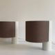 Pair of vintage table lamps, white and brown, “slim” by Gramigna for Quattrifolio, 1964 Italy