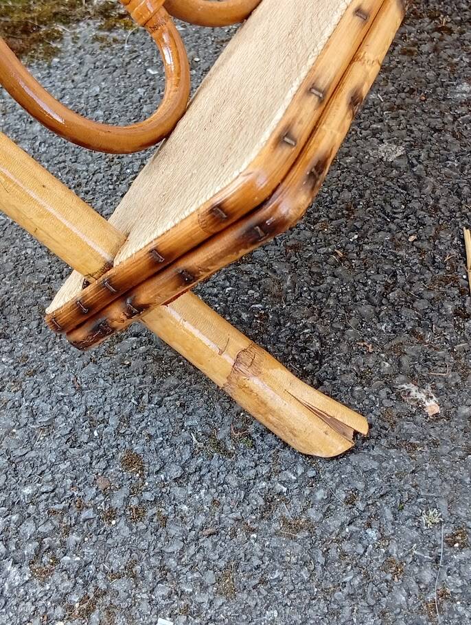Table d'appoint bambou osier vintage