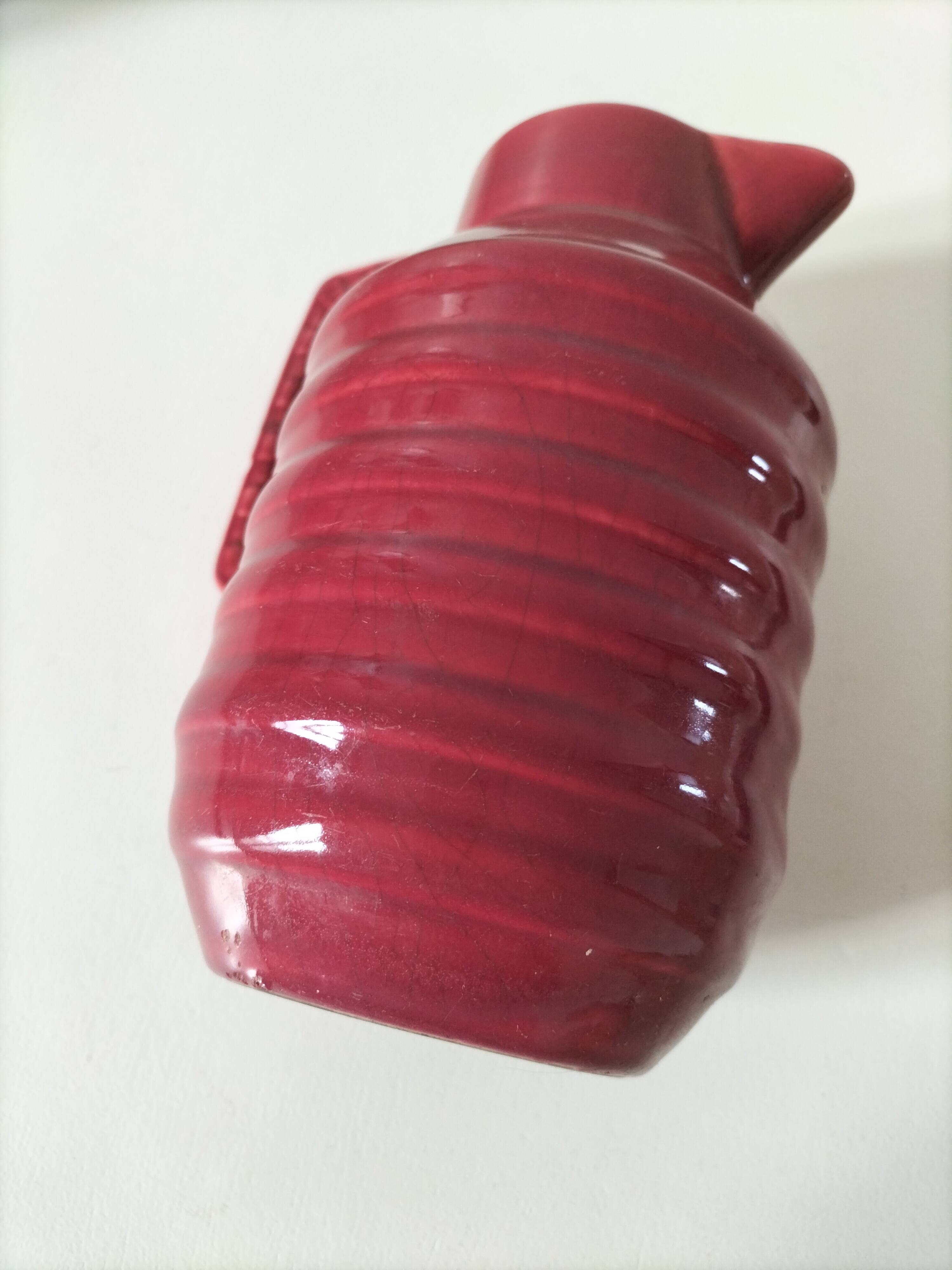 Old raspberry red pitcher from Onnaing, early 20th century.