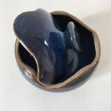 Midnight blue glazed stoneware box – workshop piece, signed