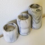 Set of 3 marble candle holders