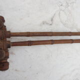 Old wooden towel rack bamboo style 2 arms