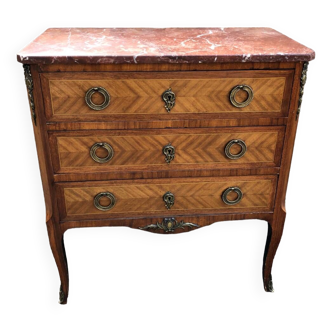 Transition style marquetry chest of drawers