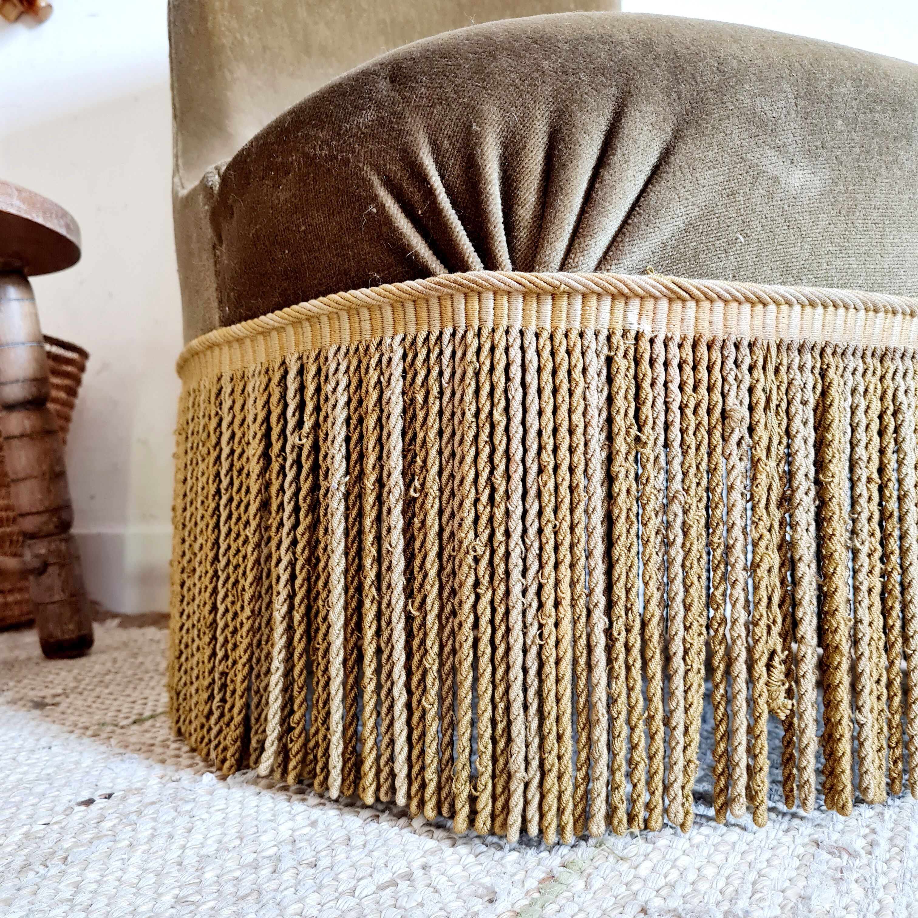 Bronze green velvet toad armchair