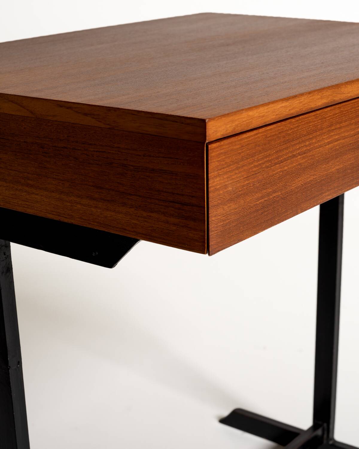 Teak and black painted metal desk, European production, 1960s