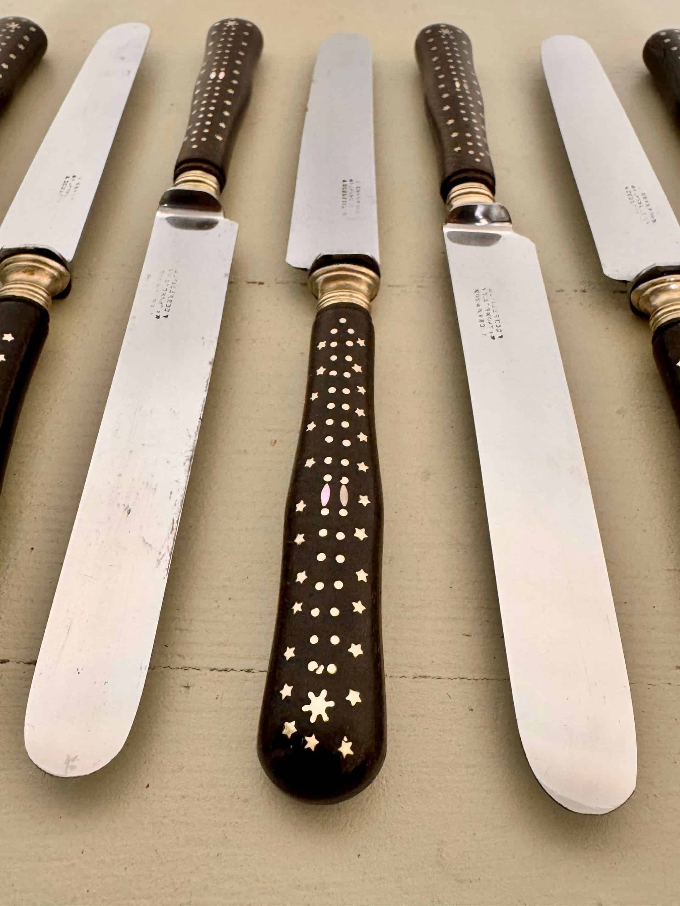 12 table knives and leg of lamb service 1900