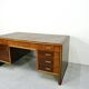 Italian Art Deco Desk In Dark Walnut And Brass.