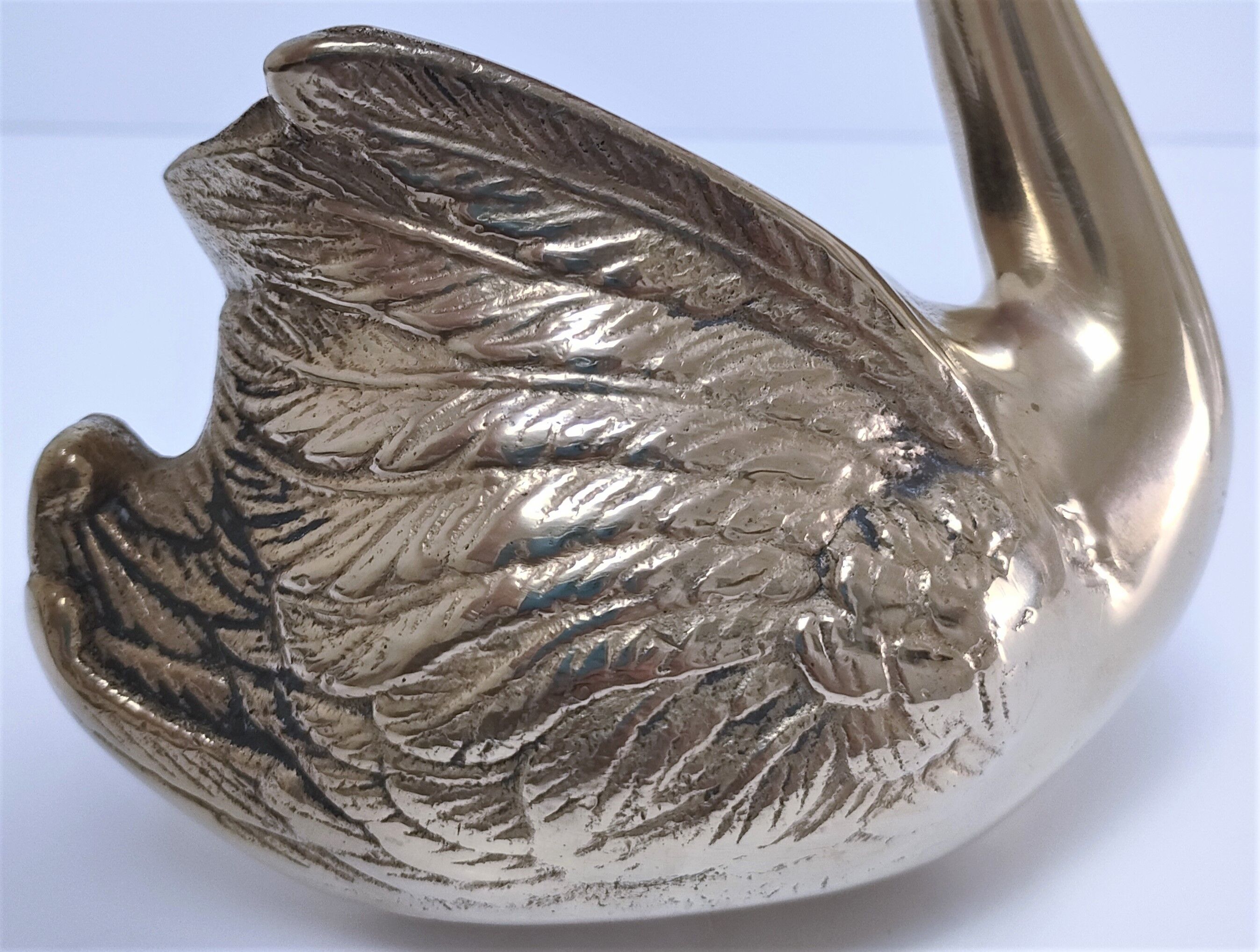 Zoomorphic solid brass swan pen holder