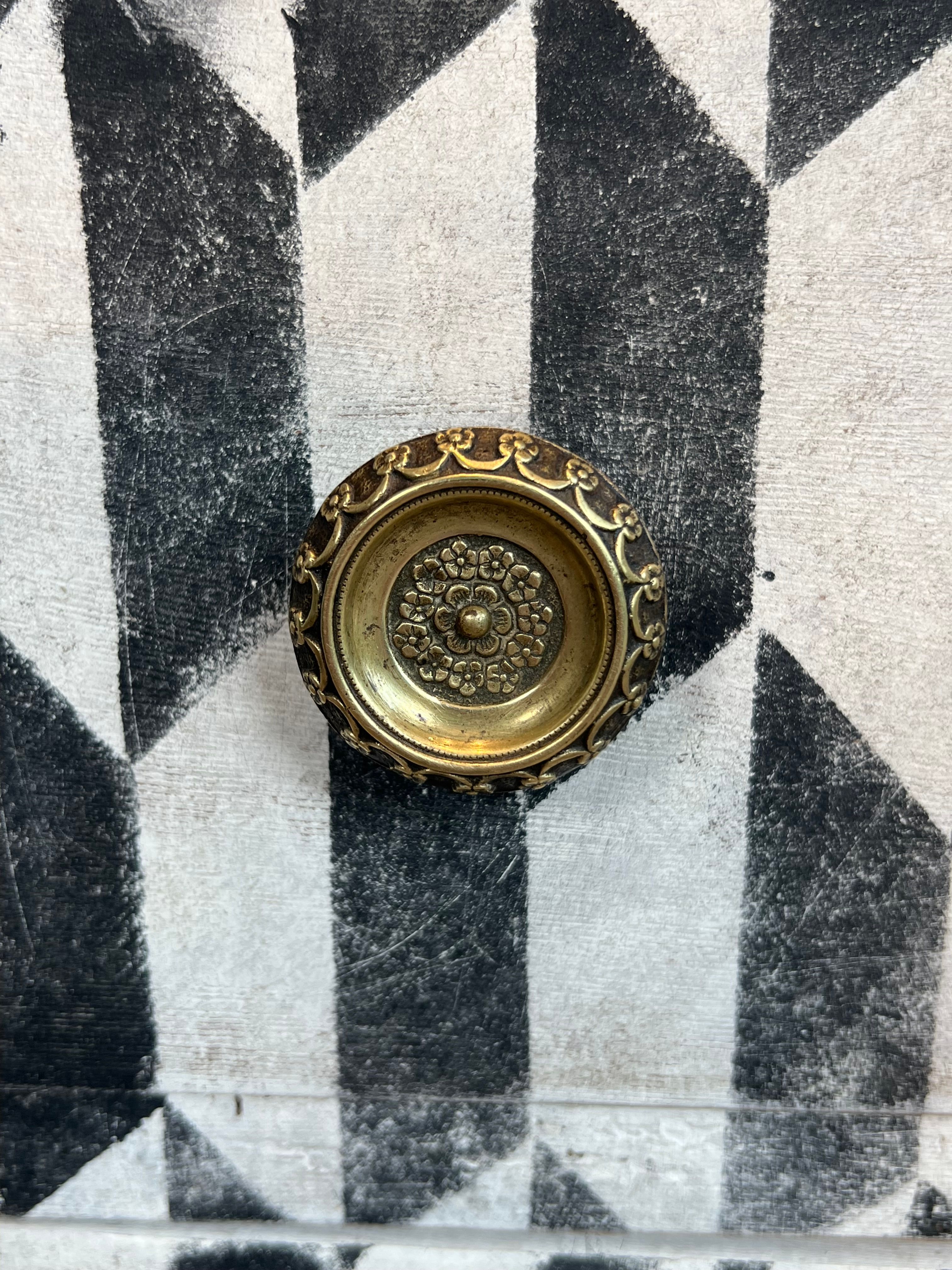 Small Italian chest of drawers with two drawers, patinated with a trompe-l'œil checkerboard pattern