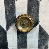 Small Italian chest of drawers with two drawers, patinated with a trompe-l'œil checkerboard pattern