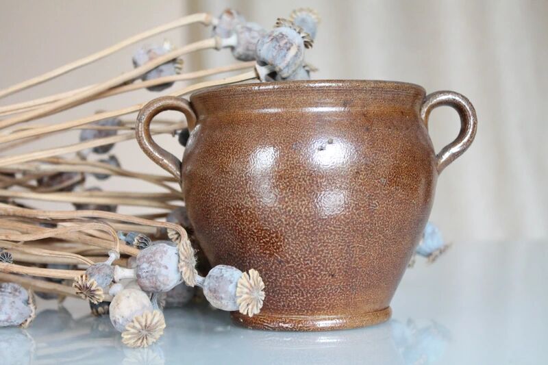 Glazed stoneware jar, antique ceramic