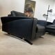 Lot 2 roche bobois designer leather armchairs 80s vintage custom aviator shape