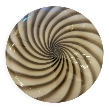 Contemporary Italian Milky-White and Brown Swirls Murano Glass Flush Mount