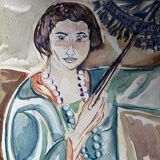 Watercolour Young Woman with Necklace