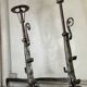 Pair of wrought iron candlesticks, 18th century