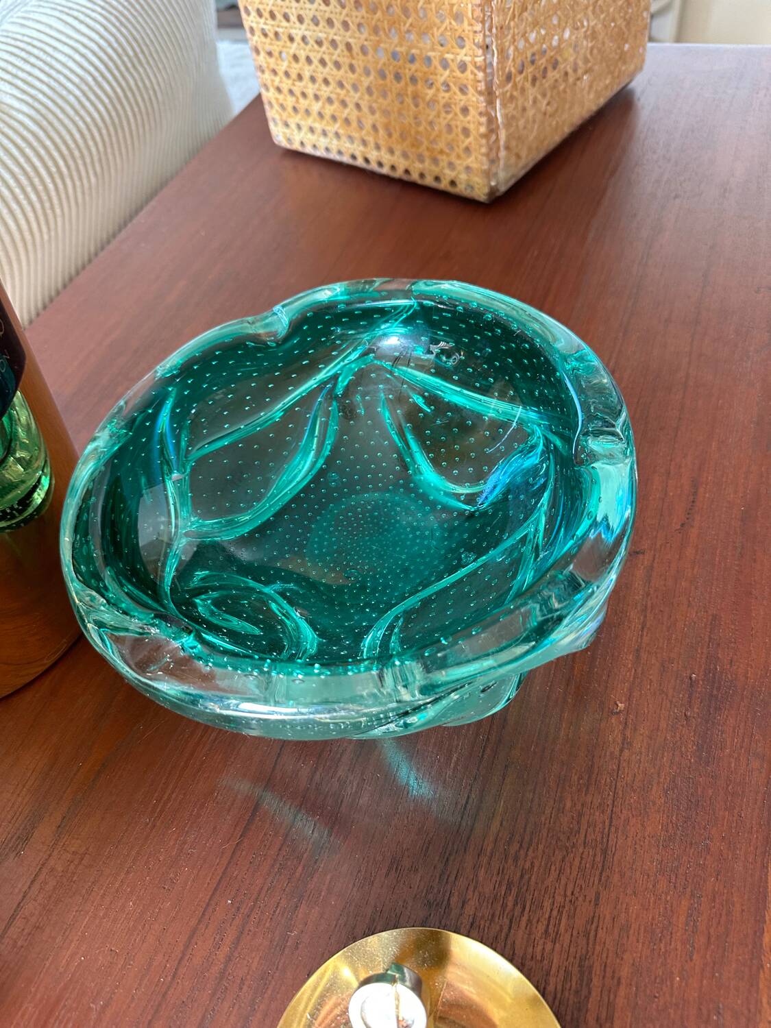Murano bubble ashtray / pocket emptier in mint green