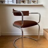Chrome aluminum chair and brown cotton