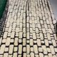 Large cream and black checked Berber rug, 280 × 200 cm.