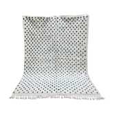 White wool carpet with black dots 206x295cm