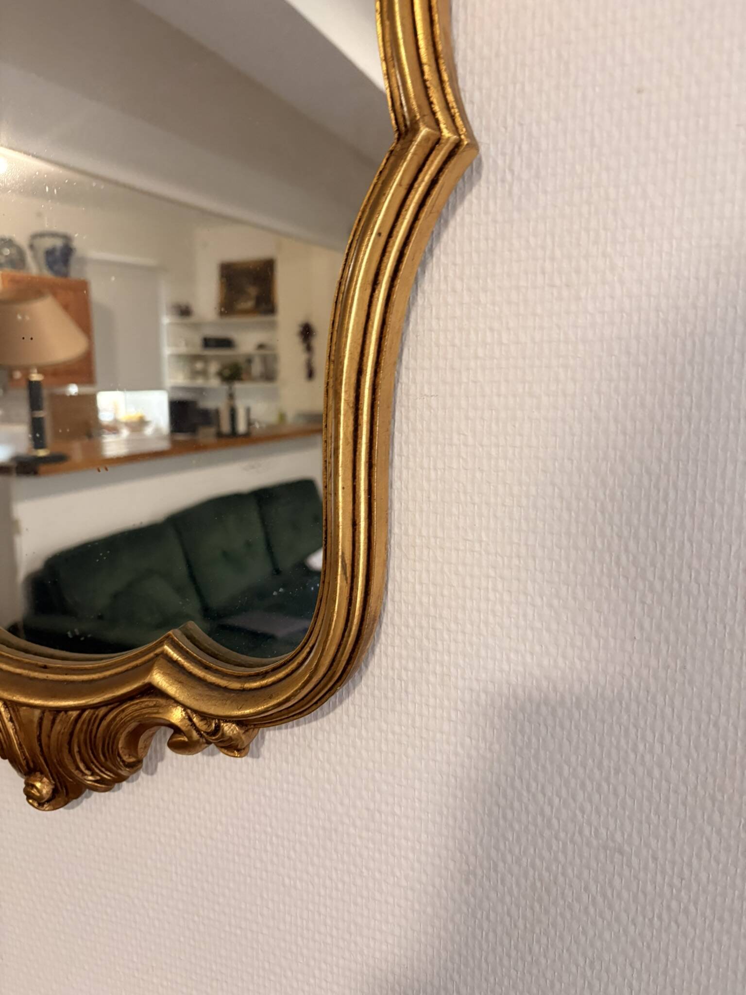 Antique Oval Wall Mirror Gold Louis XV Style Rocaille Rococo 78m