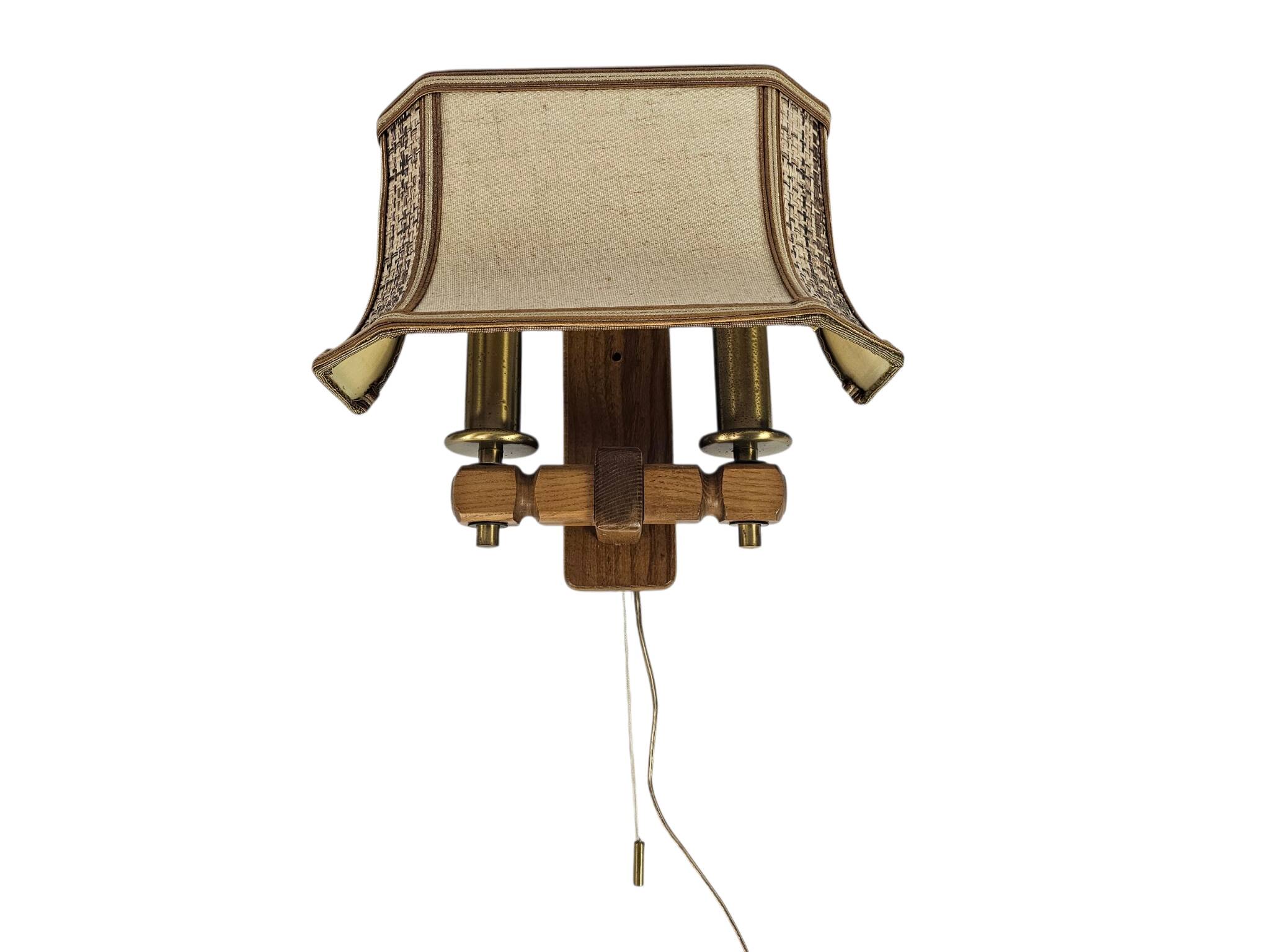 Herda Holland - pull-pendant wall lamp - wood - brass - 70s