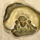 Old empty bronze cup pocket with D'artagnan musketeer decoration 12.9 x 11.1 cm