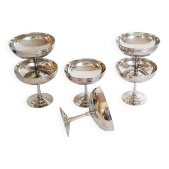 Coupes à glace ou sorbet , lot de 6, Létang Rémy , en inox 18/10 ( réf 8 )