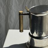 Small silver and gold Italian coffee maker Alpu-F Puppieni in stainless steel