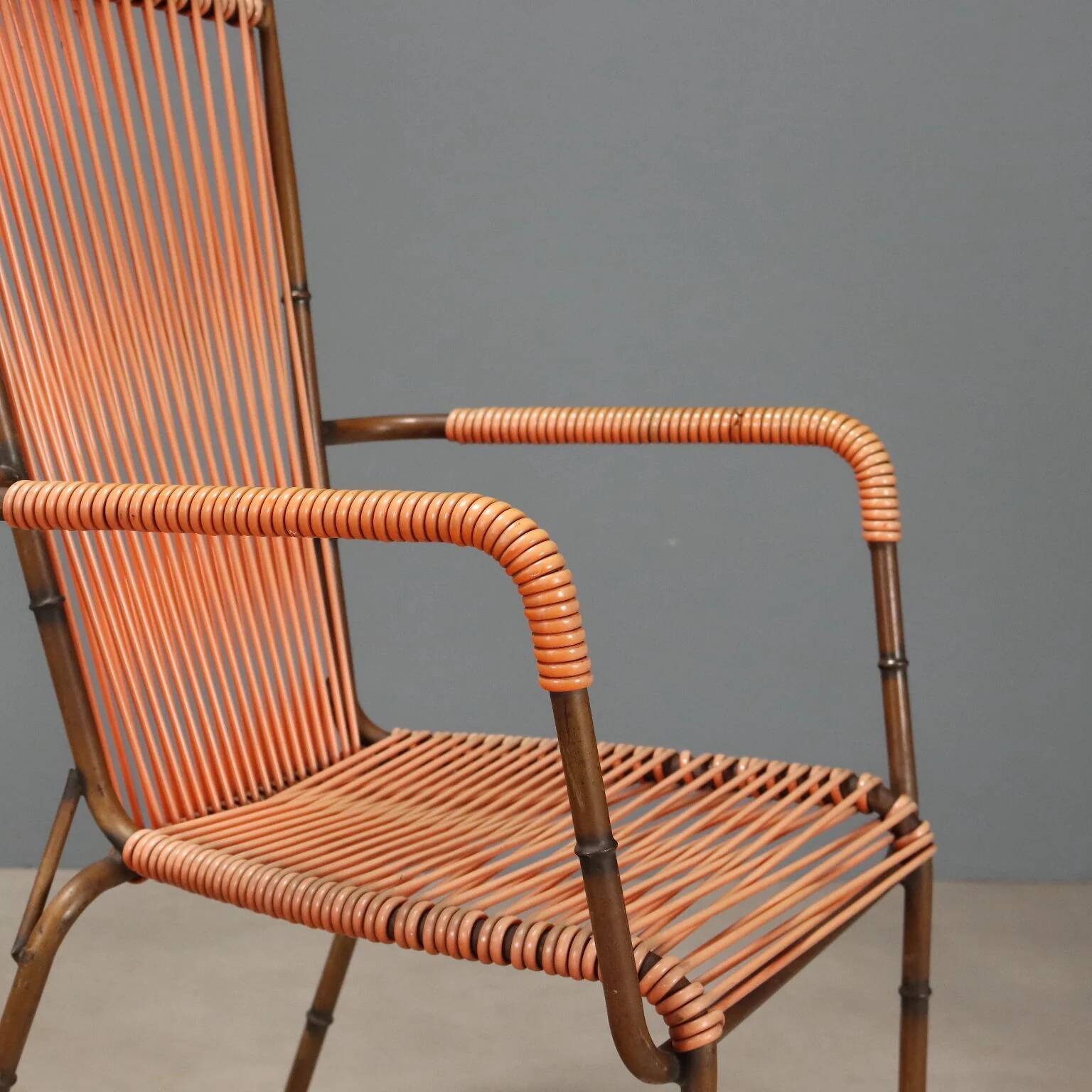 Metal and synthetic rope chairs