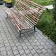 Banc de jardin parisien ancien en fer forgé et bois
