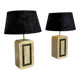 Table lamps in travertine and brass, Regency style, Maitland Smith, 1980.