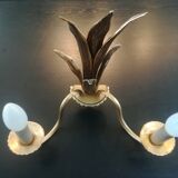 Pair of bronze and brass palm tree sconces