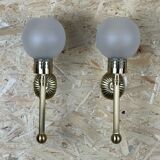 2x 6appliques murales en verre et laiton space age design