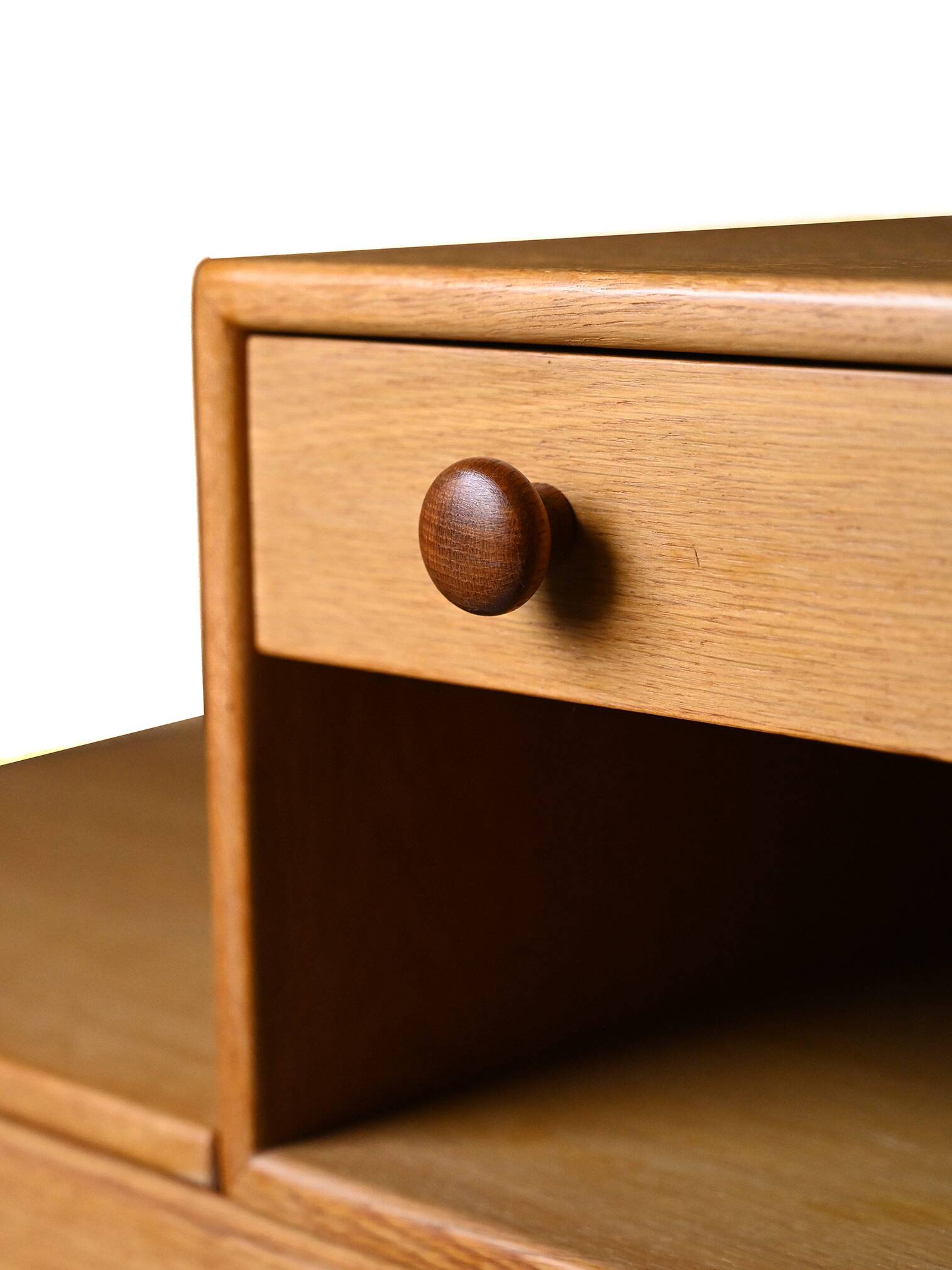 Scandinavian oak bench with drawer