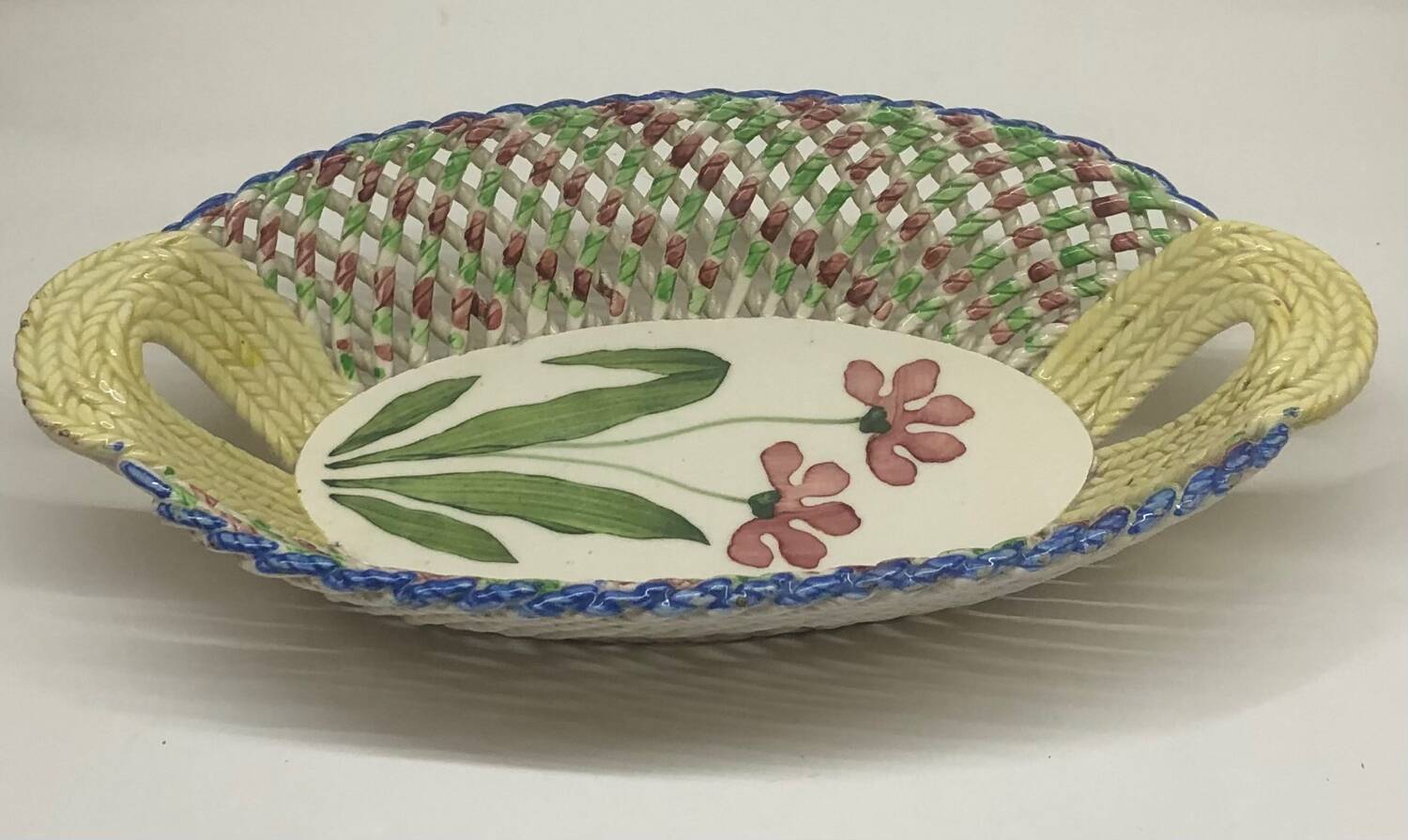 Vintage Spanish ceramic basket dish