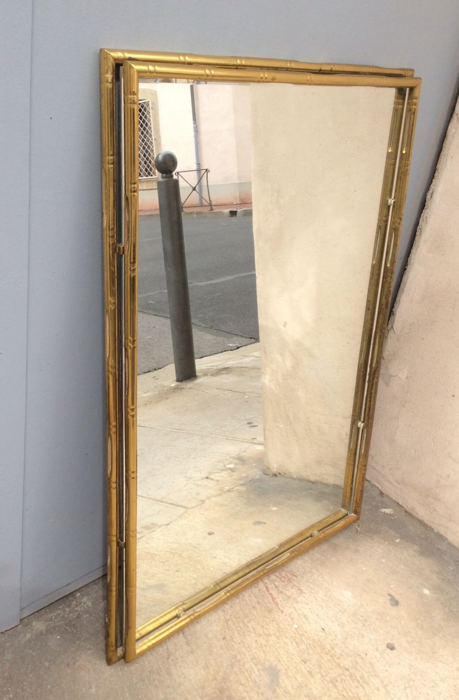 Mirror golden brass Italy 70s 91x66cm